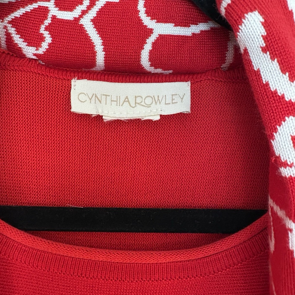 Cynthia Rowley Women M Knit Sweater & Scarf  Top Red Heart Valentine Love - Picture 2 of 8